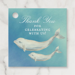 Beluga Whale Mamma och Calf Baby Shower Gåvor Etiketter
