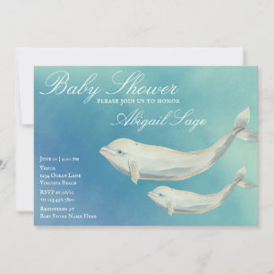 Beluga Whale Mamma och Calf Baby Shower Inbjudningar