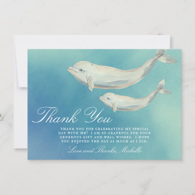 Beluga Whale Mamma och Calf Baby Shower Tack Kort (Framsida)