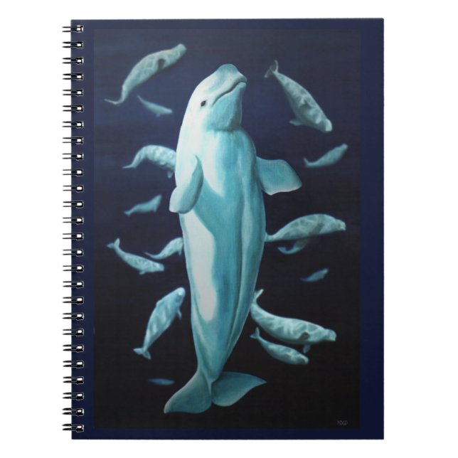 Beluga Whale Notebook Whale Art Journal Bok Anteckningsbok Med Spiral (Framsidan)