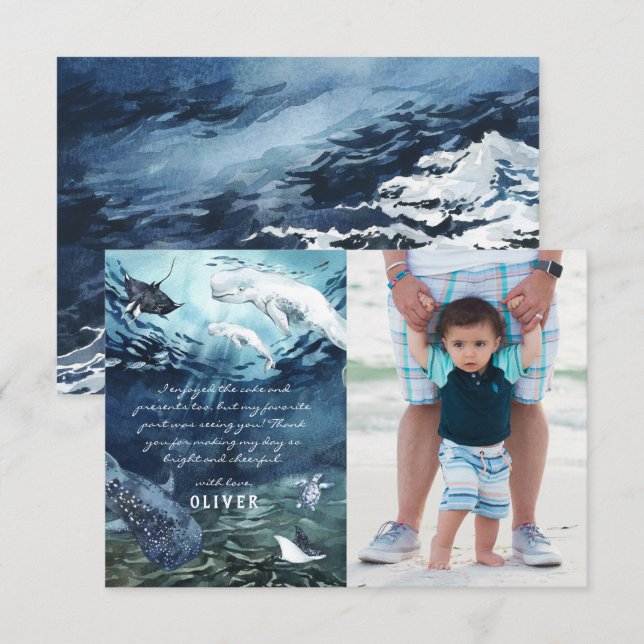 Beluga Whale Ocean | Foto-Tack Tack Kort (Fram/baksida)