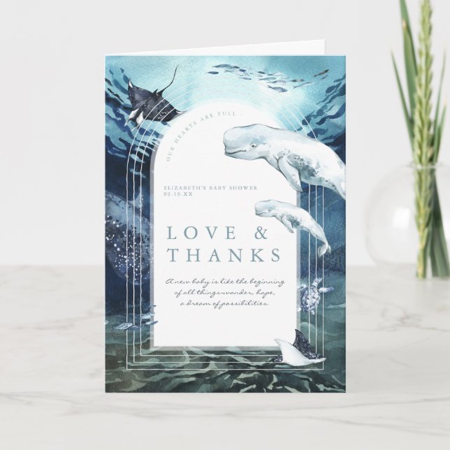 Beluga Whale Ocean | Tack för babyskor Kort (Framsida)