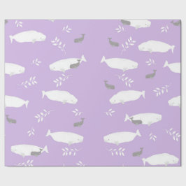 Beluga Whale på Pastel Lilac Illustration Presentpapper