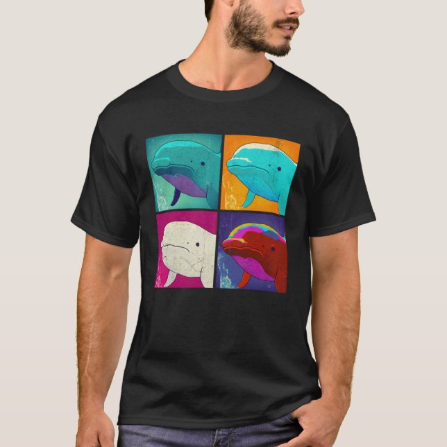 Beluga Whale Pop Illustration Colorful Animal Men T Shirt (Framsida)