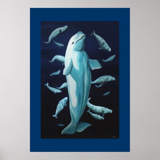 Beluga Whale Print Marine Life Poster Whale Print (Framsidan)