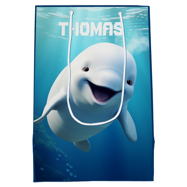 Beluga Whale Tecknad Blue Grönt Arktiska havet (Baksidan)