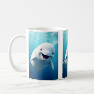 Beluga Whale Tecknad Blue Grönt Arktiska havet Kaffemugg