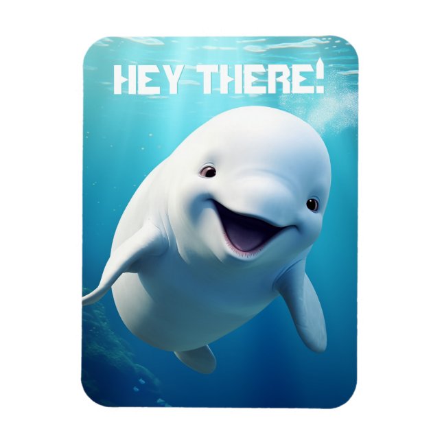 Beluga Whale Tecknad Blue Grönt Arktiska havet Magnet (Vertikal)
