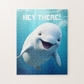Beluga Whale Tecknad Blue Grönt Arktiska havet Pussel