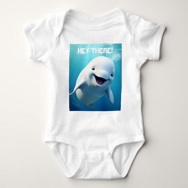 Beluga Whale Tecknad Blue Grönt Arktiska havet T Shirt (Framsida)