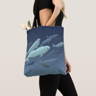 Beluga Whale Tote bags Beluga Whale Art Bags Tygkasse