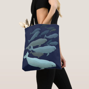 Beluga Whale Tote bags och Blue Beluga-gåvor Tygkasse