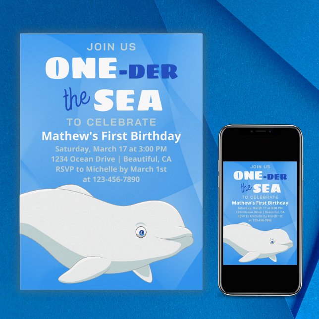 Beluga Whale White Arktiska oceanen - födelsedag Inbjudningar (Skapare uppladdad)