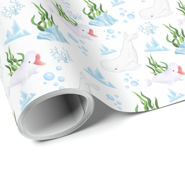 Beluga Whale Wrapping Papper Presentpapper (Rullad Hörn)