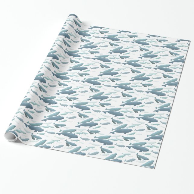 Beluga Whale Wrapping Papper Whale jul Papper Presentpapper (Utrullad)