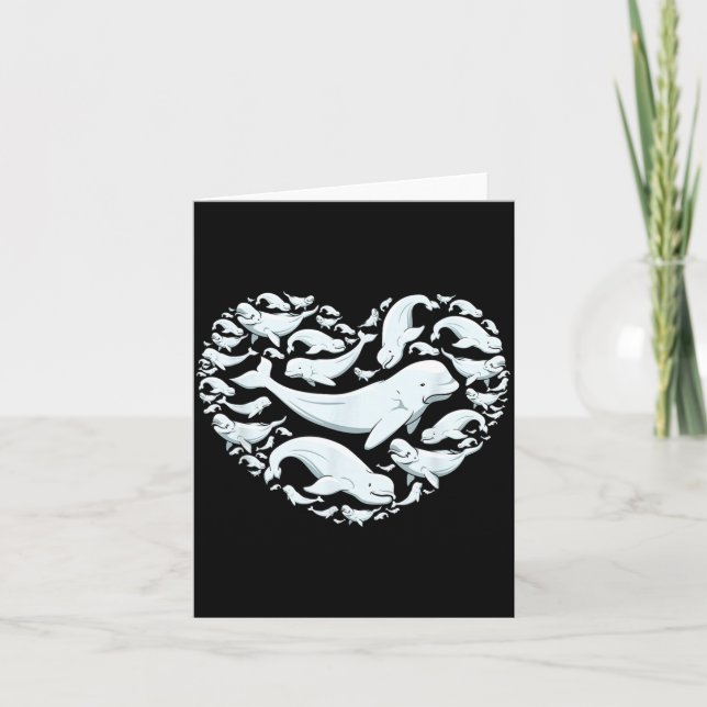 Beluga Whales Valentine Days For Kids Boy Girl Men Kort (Framsida)