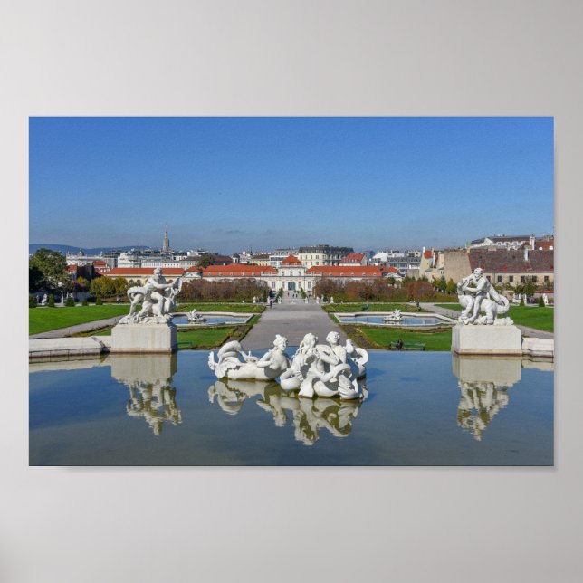 Belvedere Palace Bassäng, Wien, Österrike Poster (Framsidan)