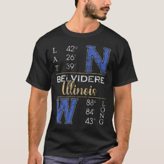 Belvidere Illinois Latitude och longitud T Shirt