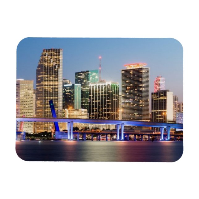 Belysad skylt från Miami i dagskvällen Magnet (Horisontell)