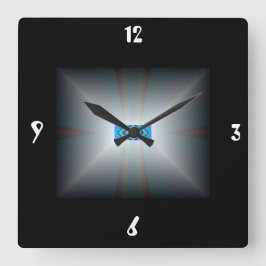 Belysade vita/ svarta >Konstväggskåp Fyrkantig Klocka