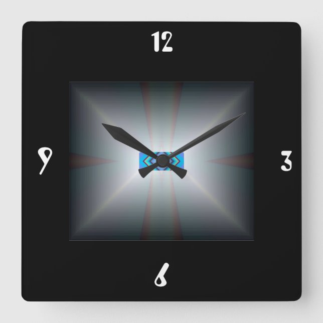 Belysade vita/ svarta >Konstväggskåp Fyrkantig Klocka (Framsida)