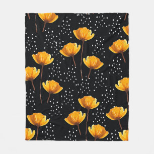 Belysande blomma och polka dots illustration möns fleecefilt