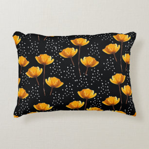 Belysande blomma och polka dots illustration möns prydnadskudde