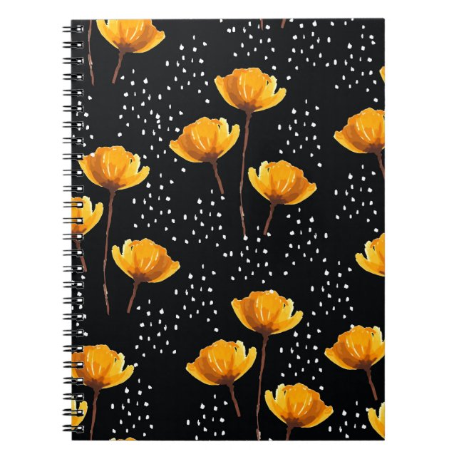 Belysande blomma och polka dots illustration mönst anteckningsbok (Framsidan)