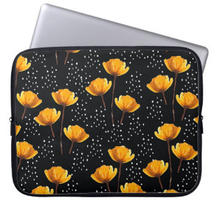 Belysande blomma och polka dots illustration mönst laptop fodral