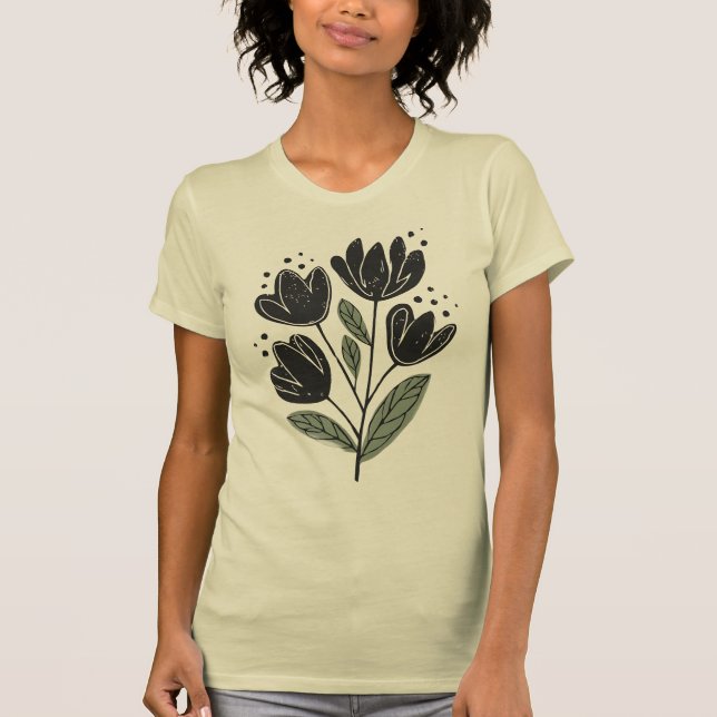 Belysande Elegant - blomma design T Shirt (Framsida)