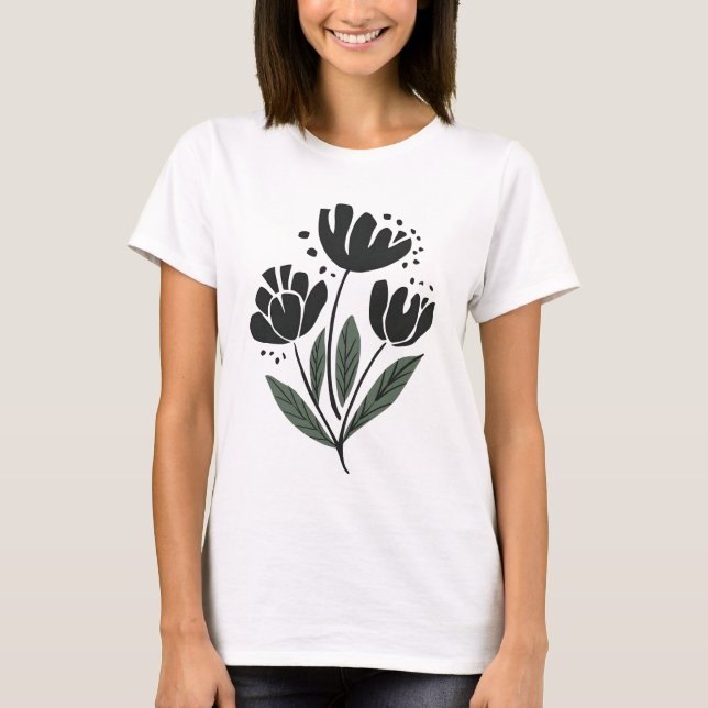 Belysande Elegant - blomma design T Shirt (Framsida)