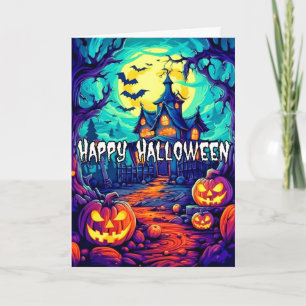 Belysande Halloween-hemlig mansion Kort