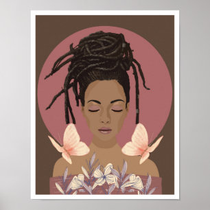 Belysande illustration av svart kvinna i Vector Poster