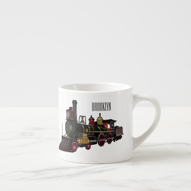 Belysning av ånglokomotiv tecknad espressomugg (Höger)