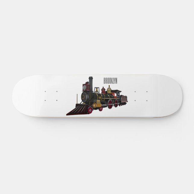 Belysning av ånglokomotiv tecknad mini skateboard bräda 18,5 cm (Horz)