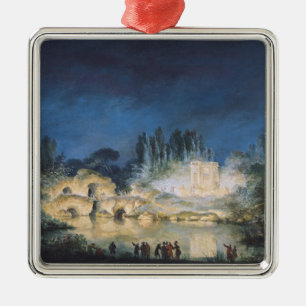 Belysning av belvederen på julgransprydnad metall