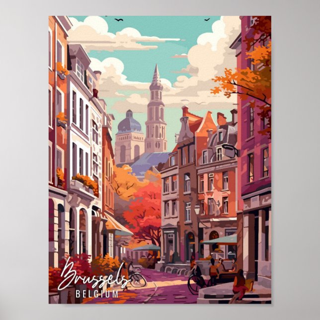 Belysning av Brussels Art vintage resor Poster (Framsidan)
