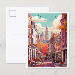 Belysning av Brussels Art vintage resor Vykort