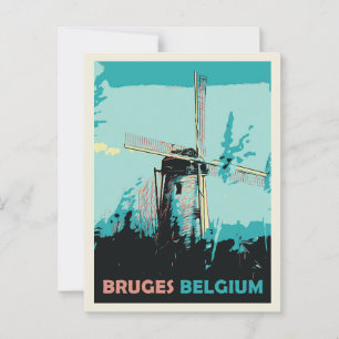Belysning av Brygge-kvarn Belgien Vykort