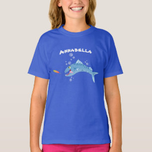 Belysning av den hungriga tecknaden för fiske i Ba T Shirt