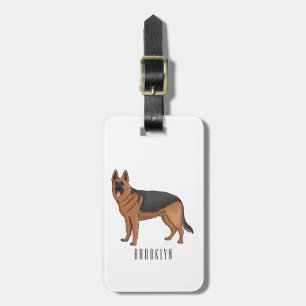 Belysning av den tyska tecknaden för hund av herde bagagebricka