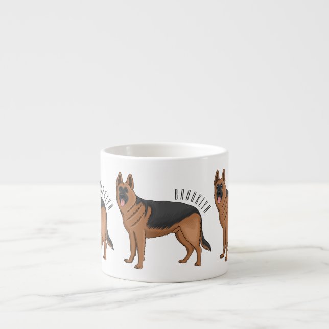 Belysning av den tyska tecknaden för hund av herde espressomugg (Framsidan)