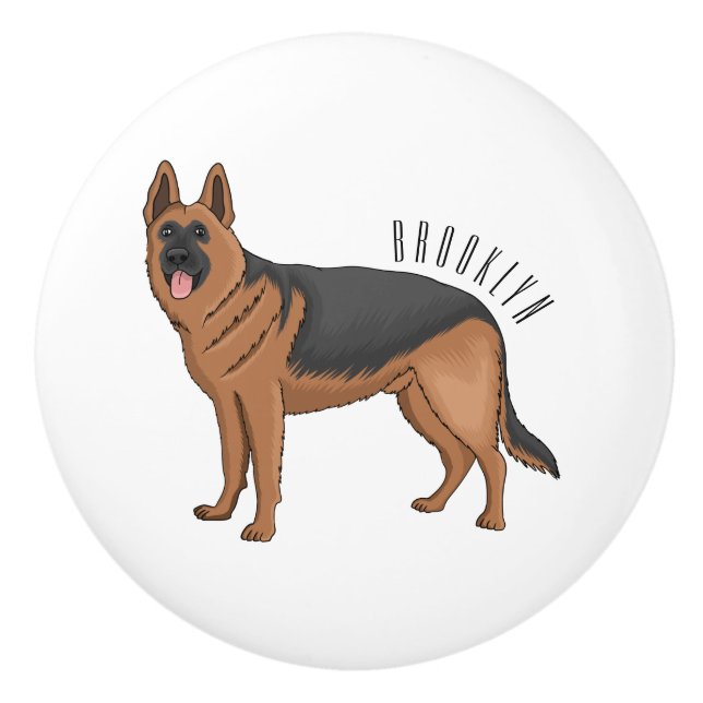 Belysning av den tyska tecknaden för hund av herde knopp (Framsidan)