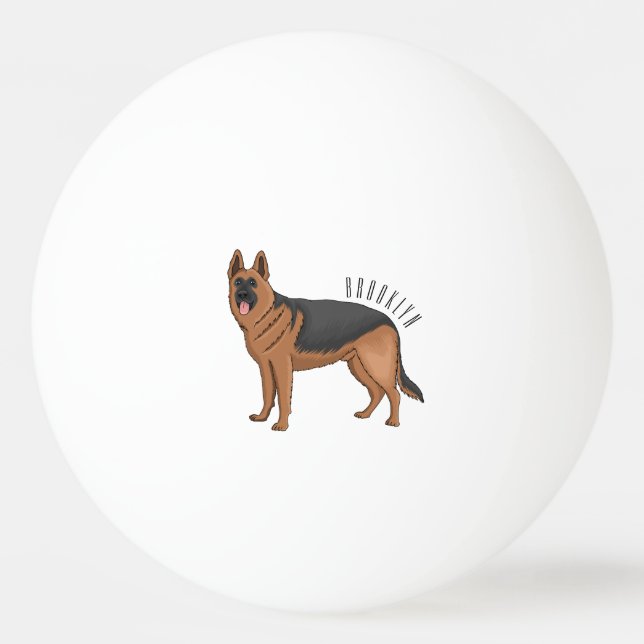 Belysning av den tyska tecknaden för hund av herde pingisboll (Framsidan)