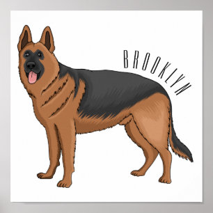 Belysning av den tyska tecknaden för hund av herde poster