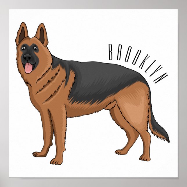 Belysning av den tyska tecknaden för hund av herde poster (Framsidan)