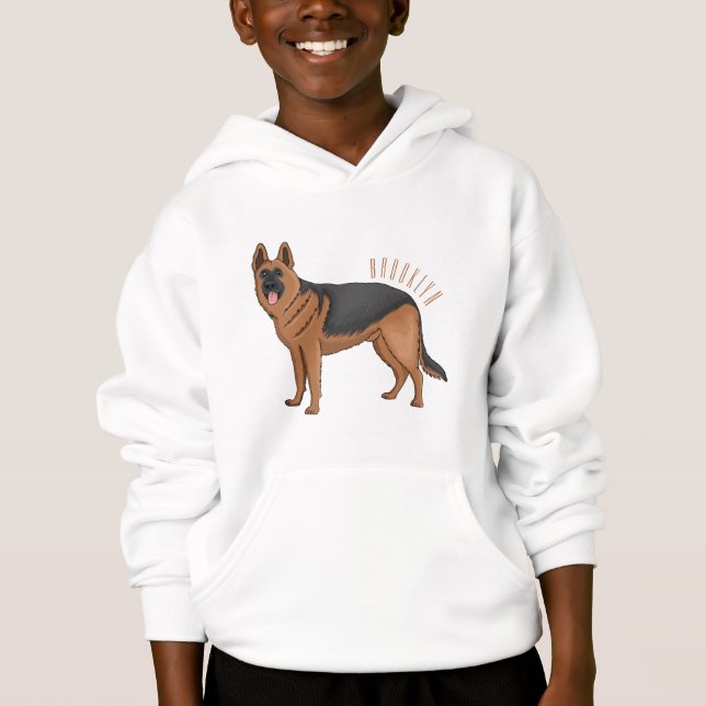 Belysning av den tyska tecknaden för hund av herde t shirt (Framsida)