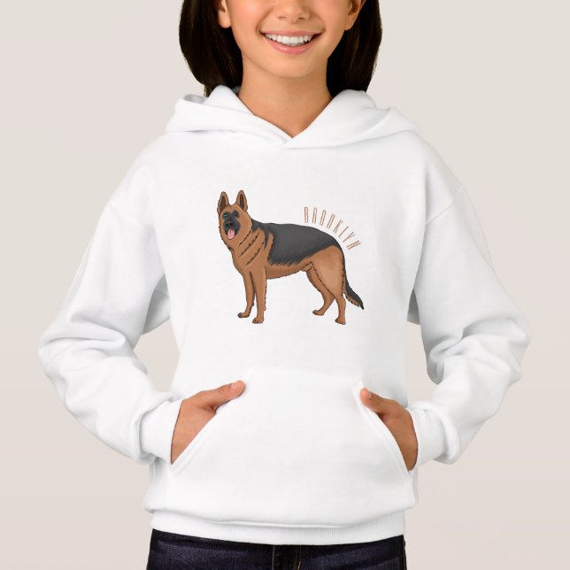 Belysning av den tyska tecknaden för hund av herde t shirt (Framsida)