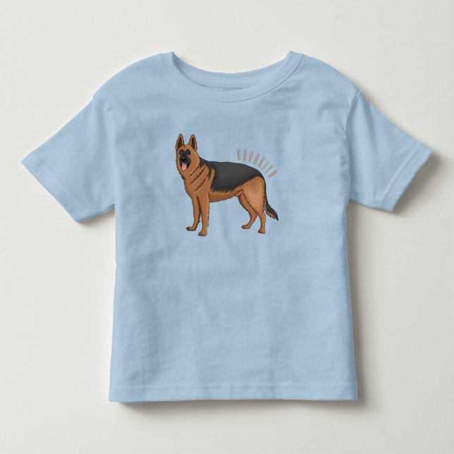 Belysning av den tyska tecknaden för hund av herde t shirt (Framsida)