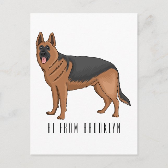 Belysning av den tyska tecknaden för hund av herde vykort (Framsida)